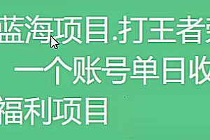 2024蓝海项目.打王者荣耀赚米,一个账号单日收入999+,福利项目