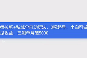 网盘拉新+私域全自动玩法,0粉起号,小白可做,当天见收益,已测单日破5000