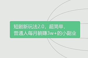 短剧新玩法2.0,超简单,普通人每月躺赚3w+的小副业